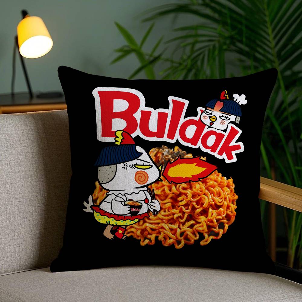 Kwaii Anime B-Buldak RameSn Pillow Case Sofa Short Plush Double-sided HD Printing Room Home Office Gift Cushion Cover