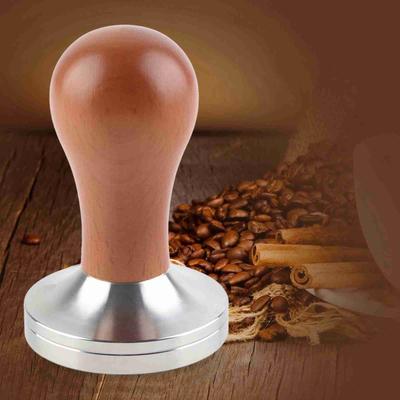 Wooden Handle Stainless Steel Espresso Coffee Tamper Press Tool with 58mm Flat Base Hot Coffee Tamper Espresso Coffee Tamper