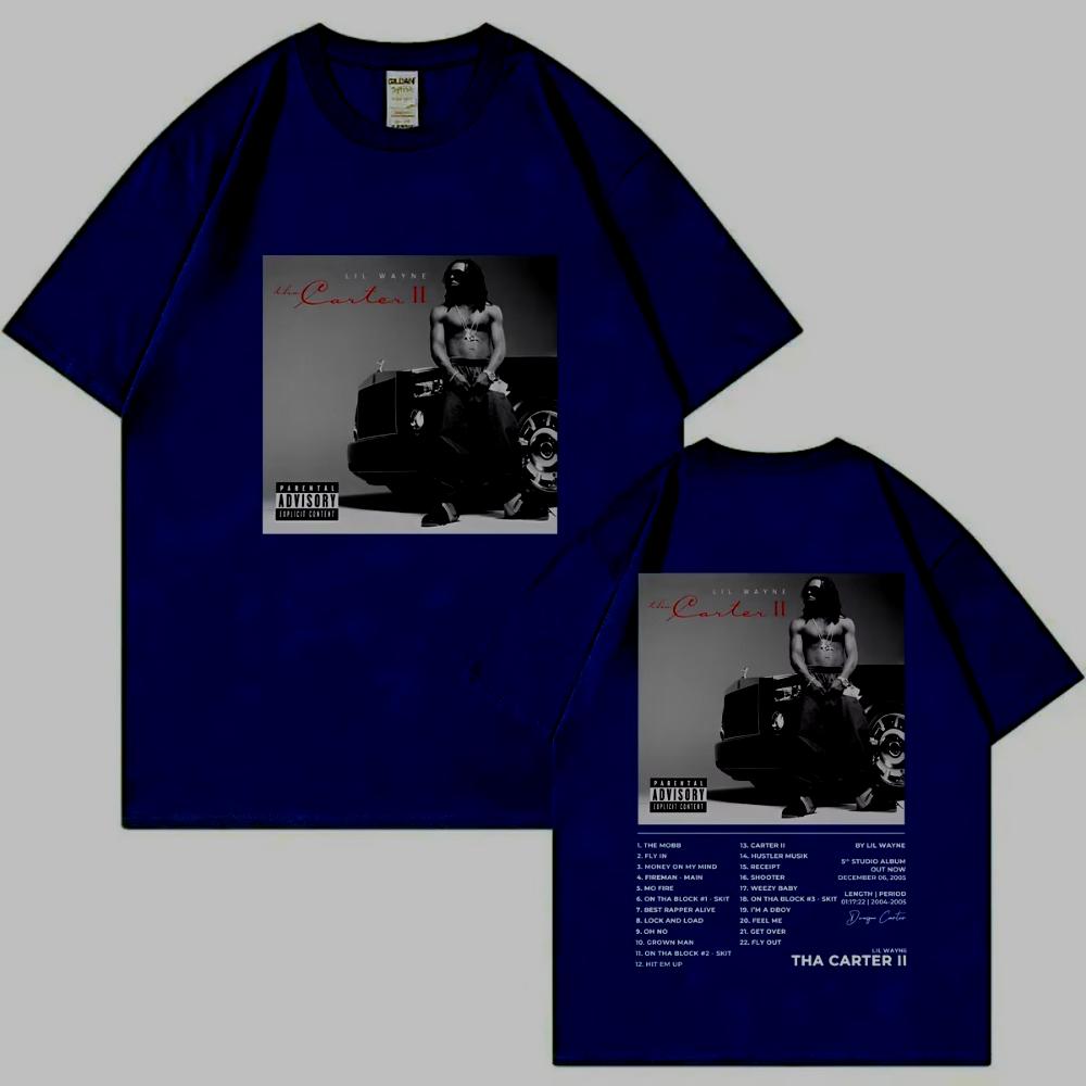 Rapper Lil Wayne Tha Carter II Album Poster Graphic T Shirt Men's Fashion Vintage T-shirts Summer Casual Cotton T-shirts