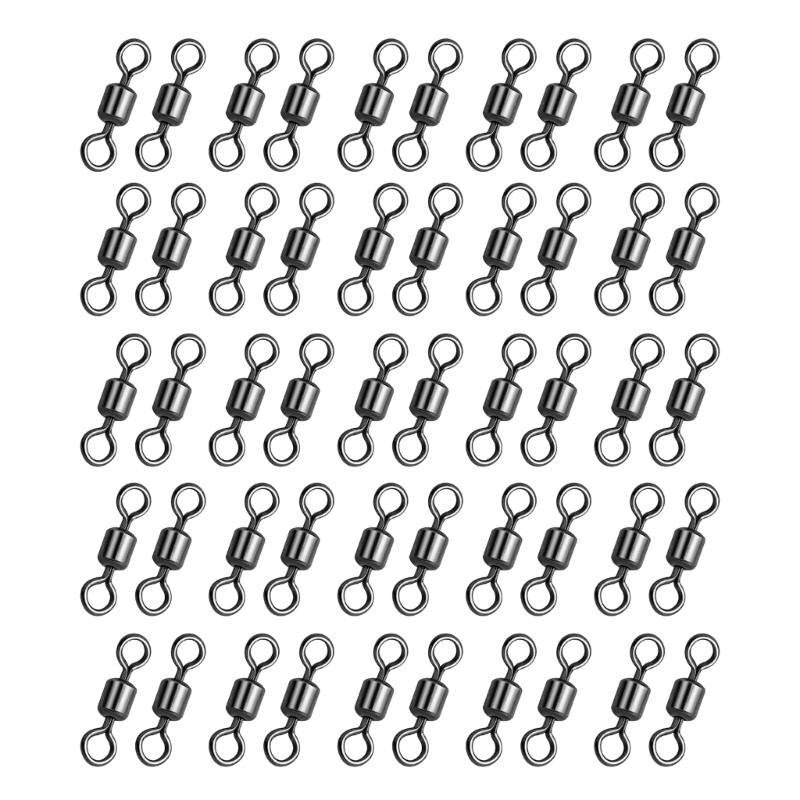50Pcs Stainless Rolling Swivels Fishing Swivels Line Connector Barrels Swivels Connectors Saltwater Fishing Accessory