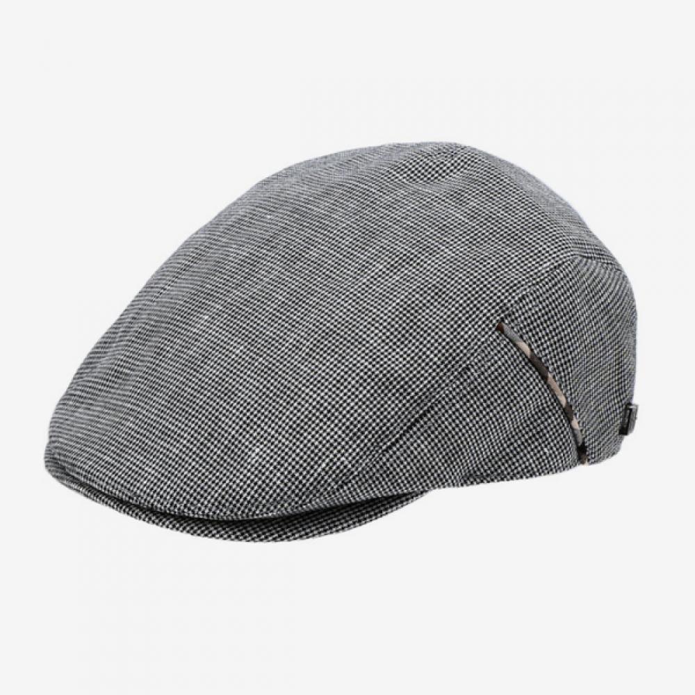 Daks Black Check Linen Blend Hunting Cap Dbhe3e757bk Single option