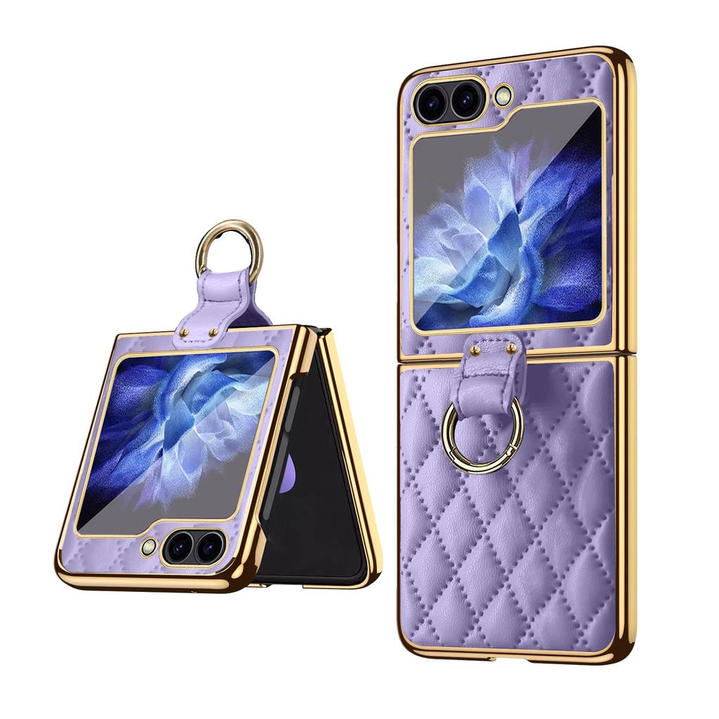 VIETAO Fashion Z Flip 7 6 5 4 3 Cover Finger Ring Leather Moblie Phone Case For Samsung Galaxy Z Flip6 Flip5 Flip4 Flip3 5G Case