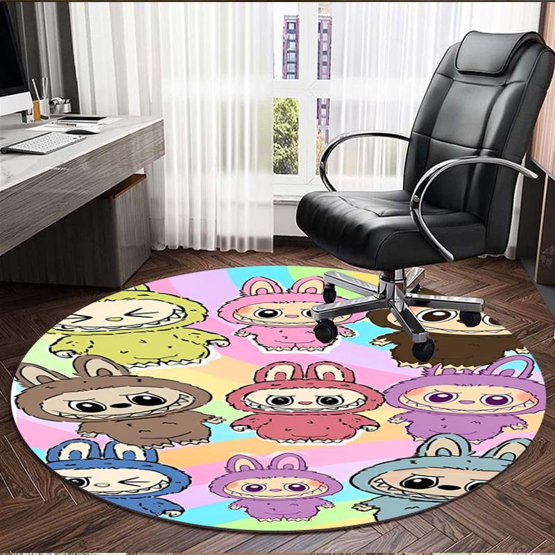 Labubu Print Round Rug, Washable Floor Carpet, For Entryway Dorm Laundry Room Office Study, Home Decor Birthday Christmas Gift
