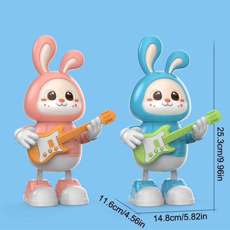 Dancing Bunny Toy With Music & Lights Rabbit Guitarist Musical Toy For Baby Legs Move & Body Twist Birthday Gift For Toddlers