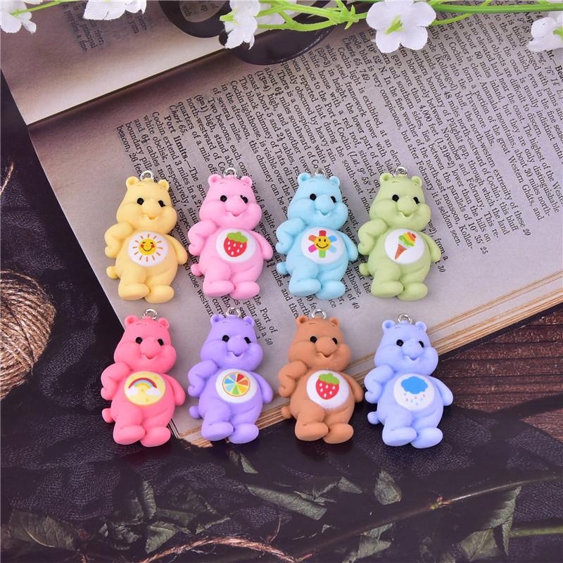 10Pcs/pack Mini Bear Cartoon Resin Pendant Charms For DIY Jewelry Making Accessories