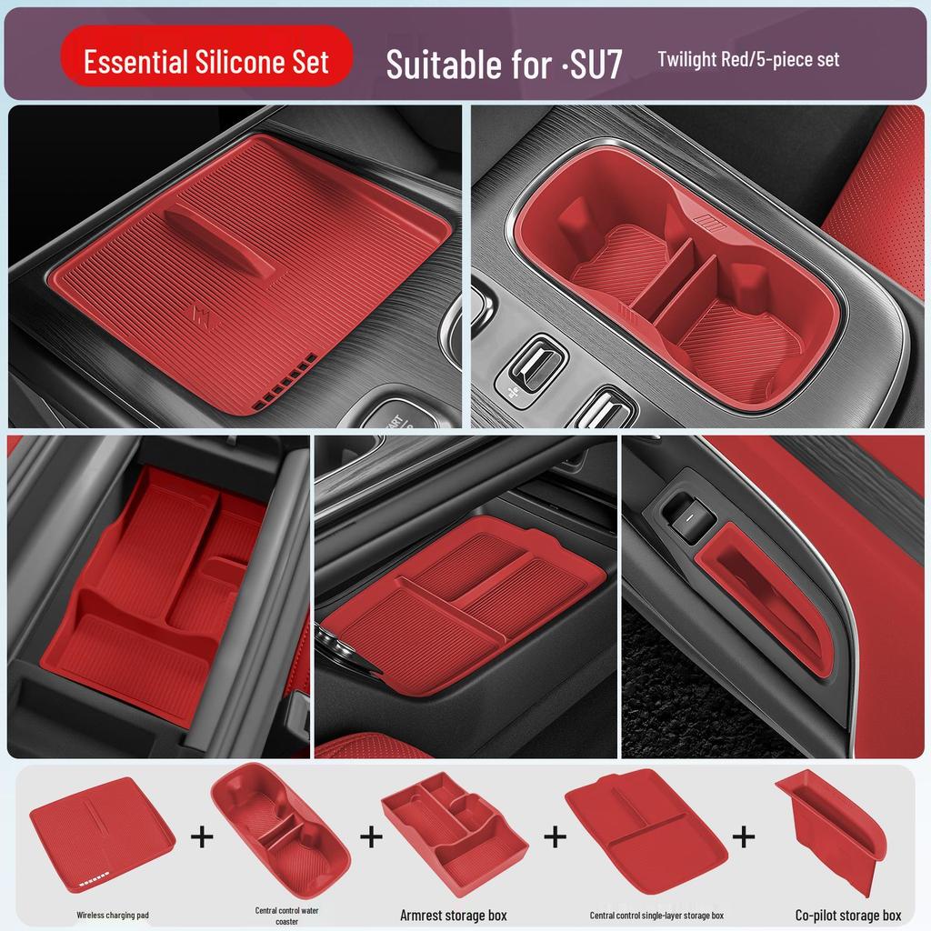 Silicone Mats for Xiaomi SU7/YU7: Center Console, Cup Holders, and Interior Essentials