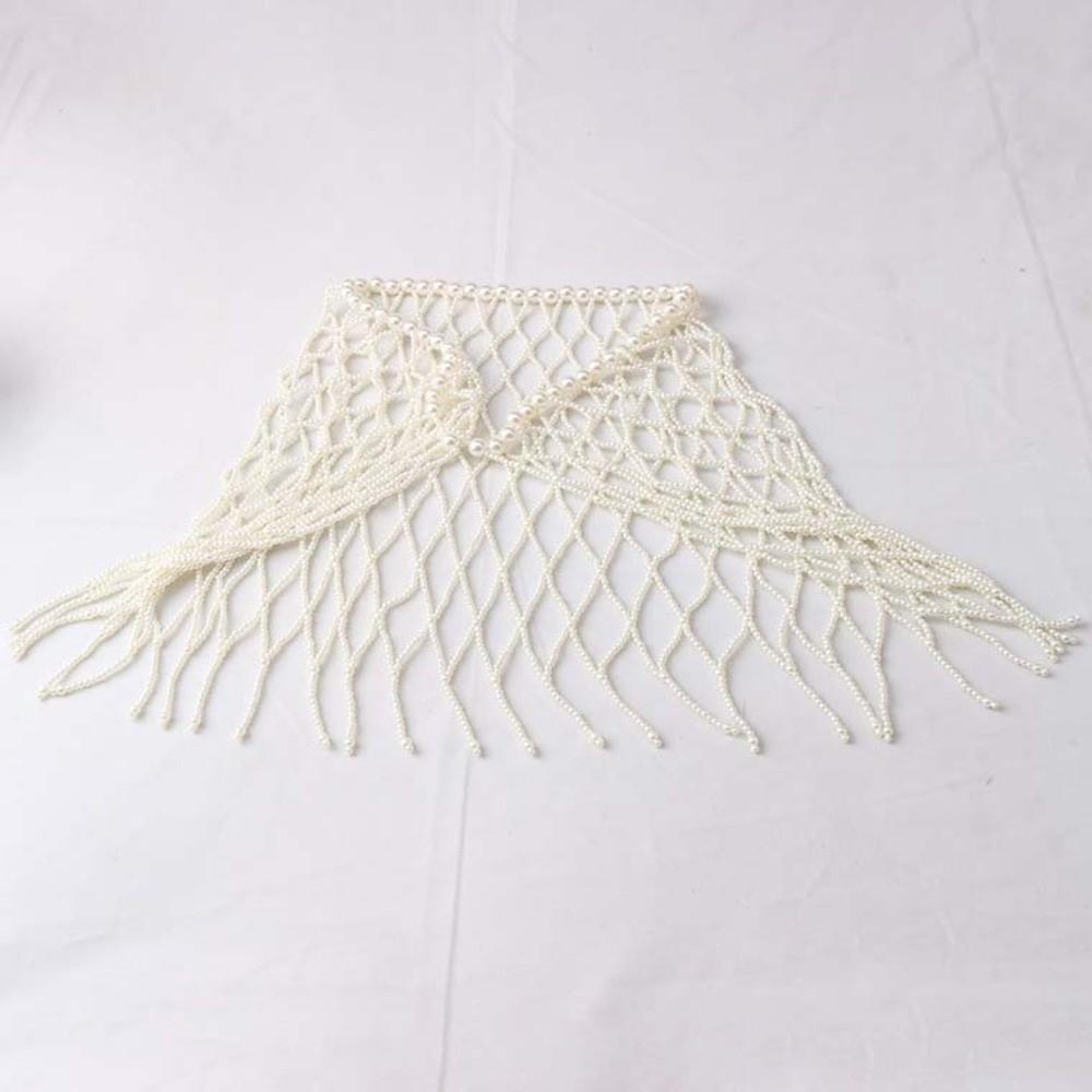 French Style Pearl Waist Chain Handmade Beaded Belt Luxury Pearls Tassel Shawl  Summer Beach