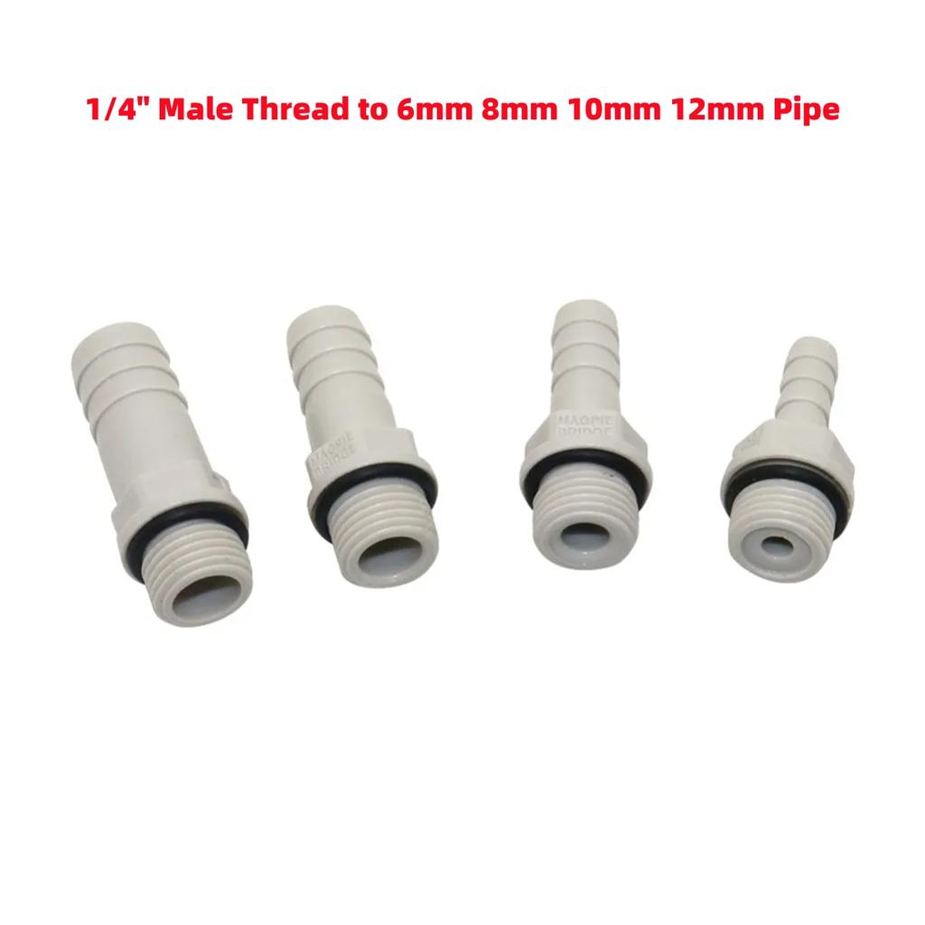 10Pcs PVC Pagoda Straight Connectors 1/8" 1/4" 3/8" 1/2" Male Thread To 6mm 8mm 10mm 12mm Yard Irrigation Fish Tank Pump Joints