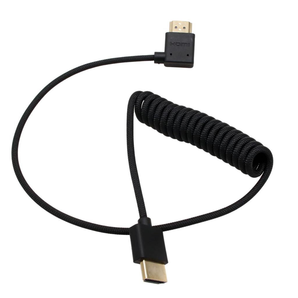 HangTon HDMI 8K 4K 30p 60p-kabel for ATOMOS Ninja Sony FX30 FX6 Canon C500 BGH1 GH6 FEELWORLD Z CAM E2 Vinkeltype A HDMI Flettet Spiralkabel 50cm