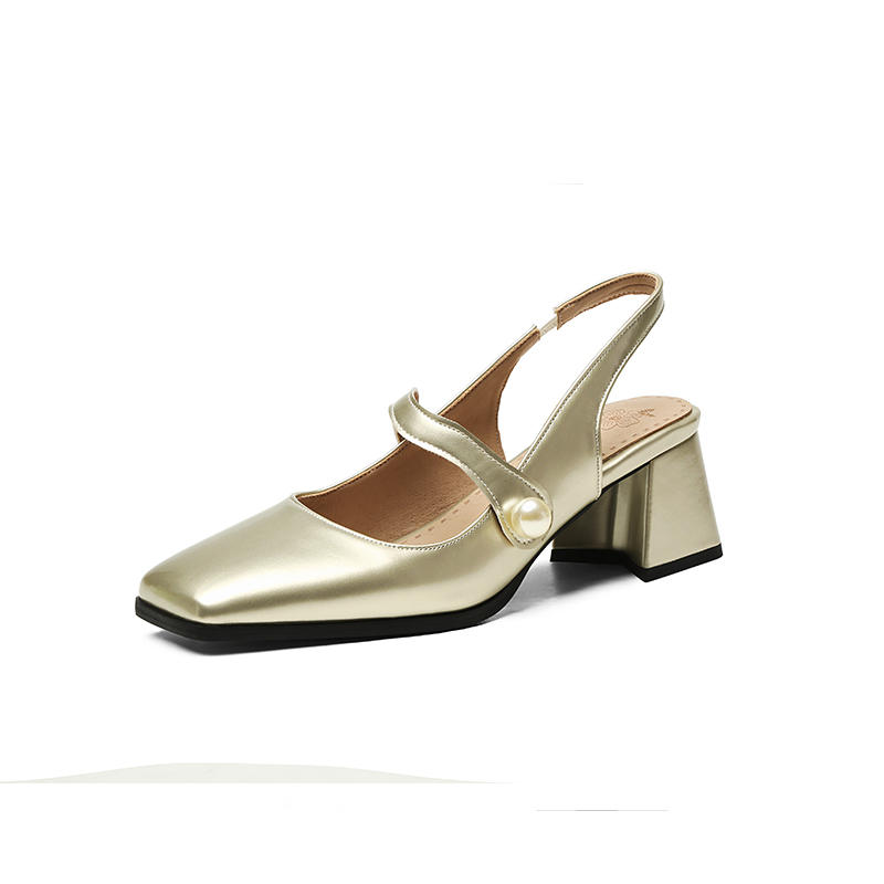 Women's high-heeled sandals spring and summer new simple and comfortable thick heel large size light mouth bag head sandals