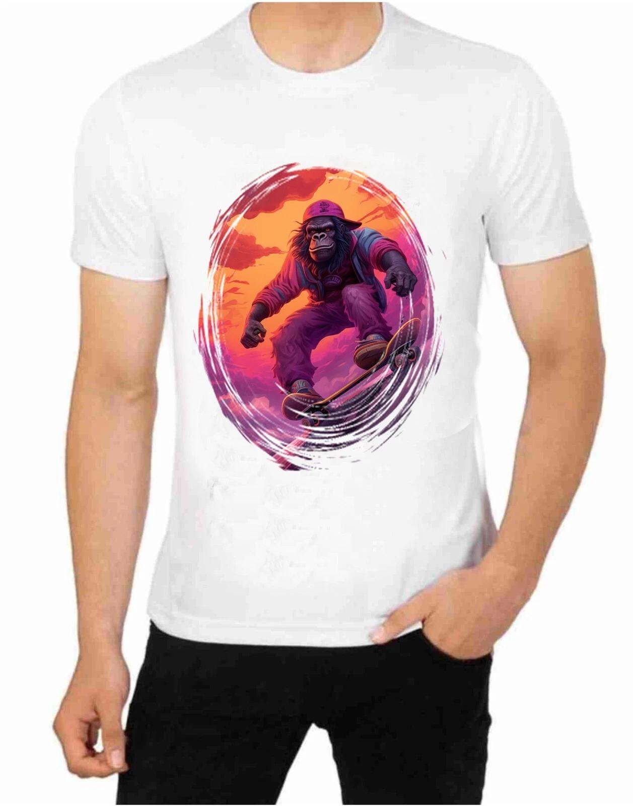 Bigfoot Sasquatch Skateboarding Skate Board Art T-Shirt XL