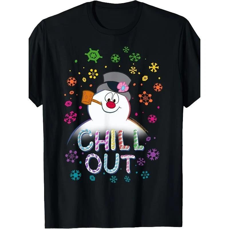 Black Frosty The Snowman Chill Out Portrait T-Shirt S