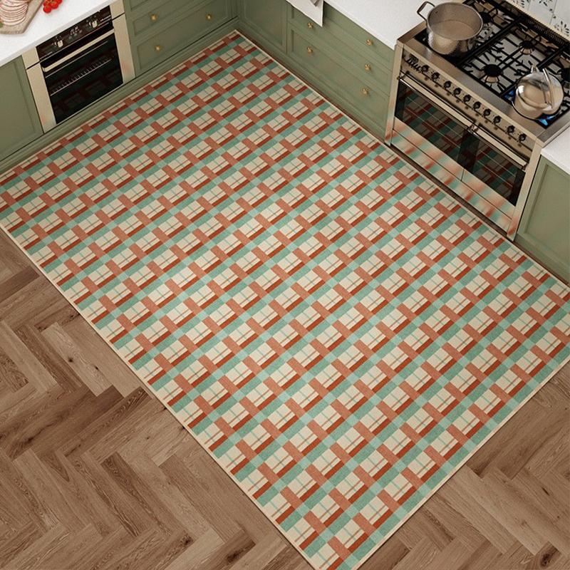 Carpet for Kitchen Household Non-slip Oil-proof Floor Mat Medieval Style Green Large Area Rug Waterproof Pvc Leather Foot Mats