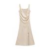 Damen Satinschlaf-Maxikleid Unifarben Elegant Pendlerstil Figurbetont 2026