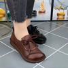 One-pedal Soft Leather Soft-soled Lace-up Mother Shoes Middle-aged and Elderly Flat-heeled Comfortable Single Shoes 2025 Autumn New Small Leather Shoe