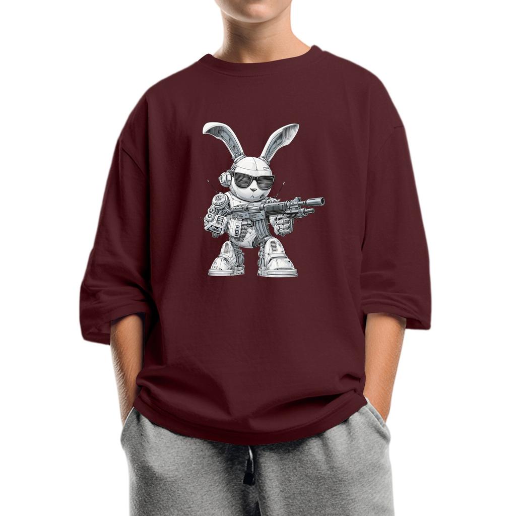 Kindermode Bedrucktes Rundhals-Top mit sieben Ärmeln, lässiges T-Shirt