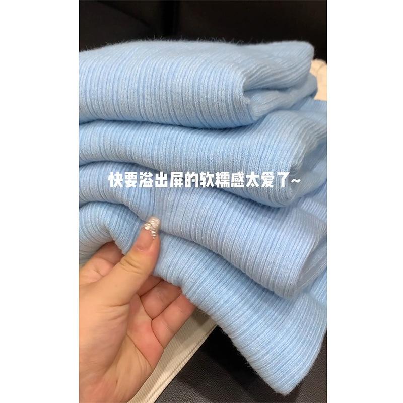 Spring semi-turtleneck texture slim-fit knitted top femininity slim inner bottoming shirt soft waxy sweater