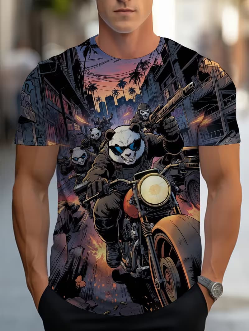 

Men s Retro 3D Graphic Print T-Shirt - Perfect for Daily Wear and Vacation XL