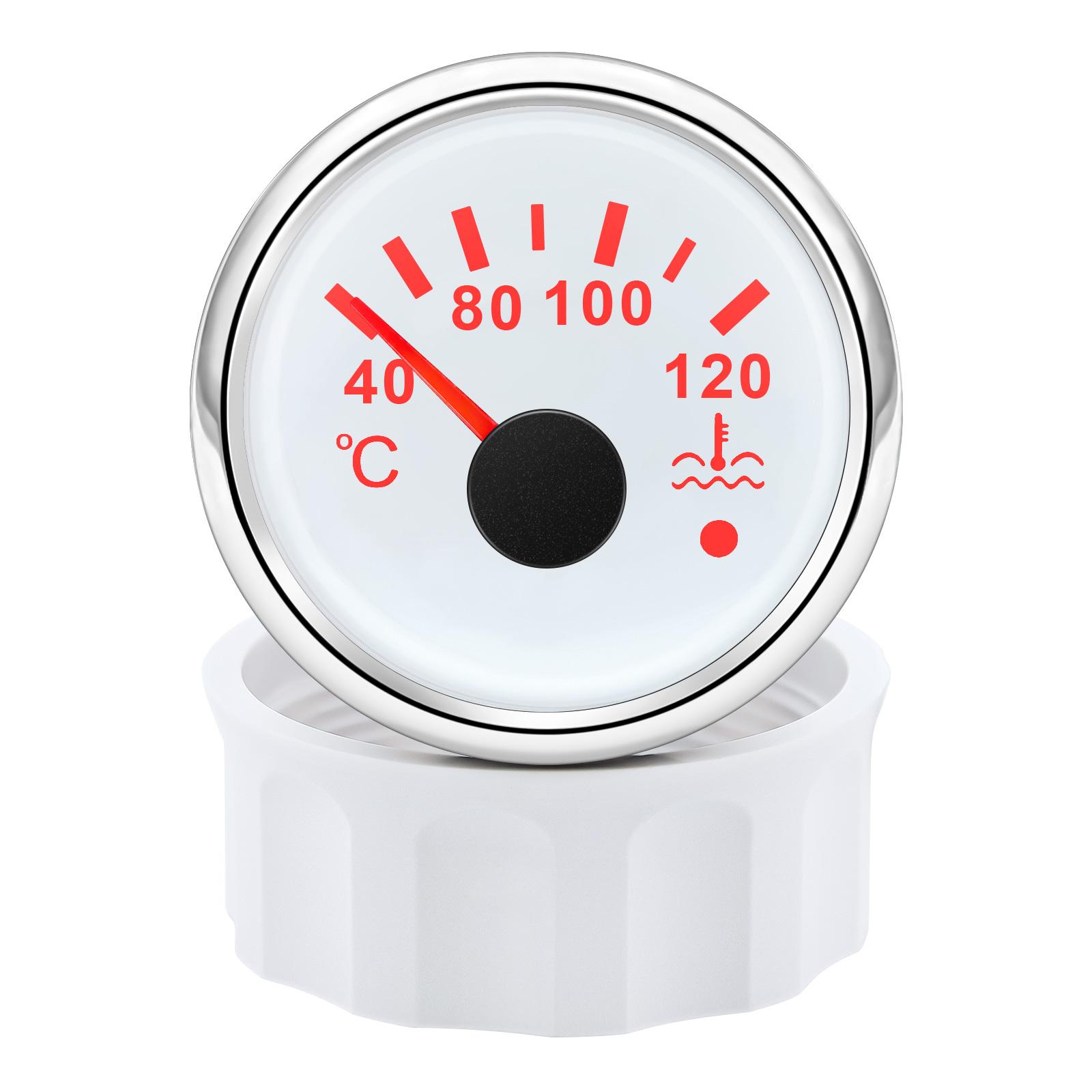 

HD 52mm Universal Car Boat Water Temperature Gauge With Coolant Temperature Sensors Temp Meter Red Backlight With Alarm 12V/24V