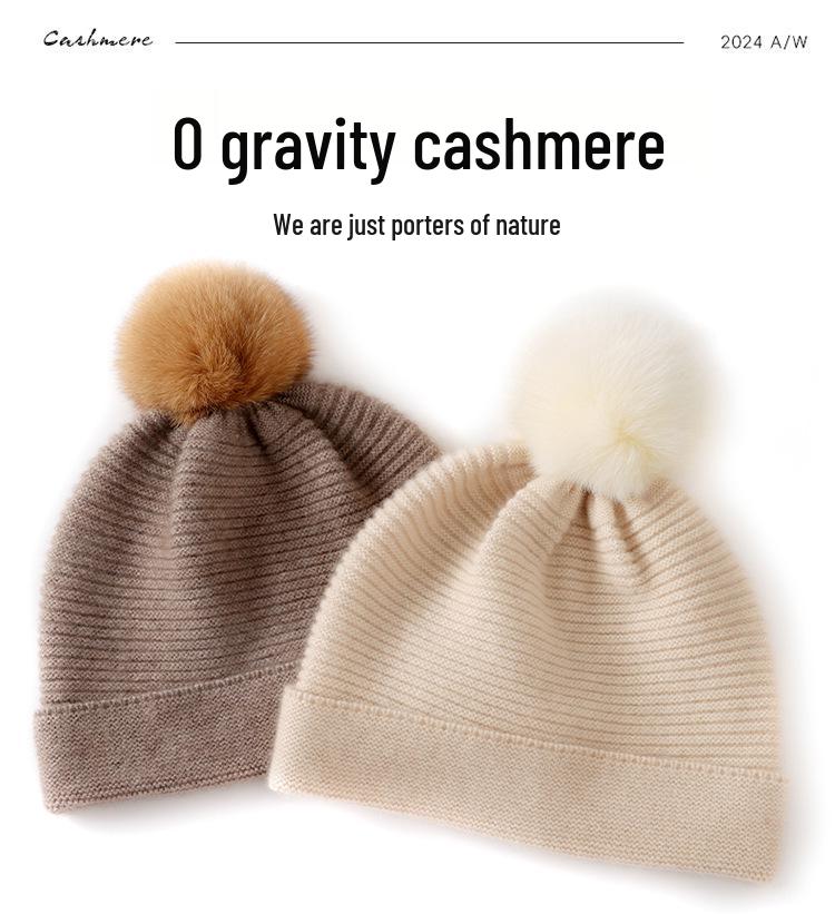 Luxurious Cashmere Knitted Beanie with Pom-pom and Ear Protection for Men and Women - Thickened, Solid Color, Perfect for Autumn and Winter
