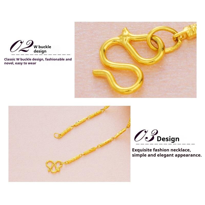 Collar Hexagonal Puro de Latón Chapado en Oro Real para Mujer Oro Arena Vietnamita Oro Simulado Collar Clavícula Regalo Joyería