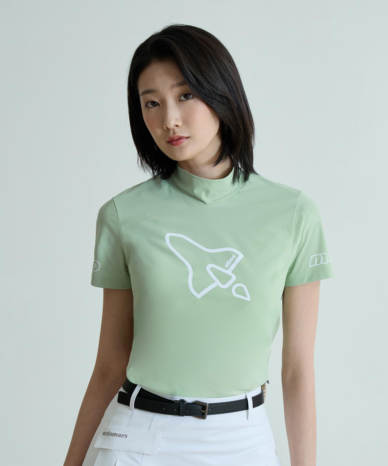 Antomas Spaceship Mock Neck Short Sleeve T-Shirt For Women - Jade S
