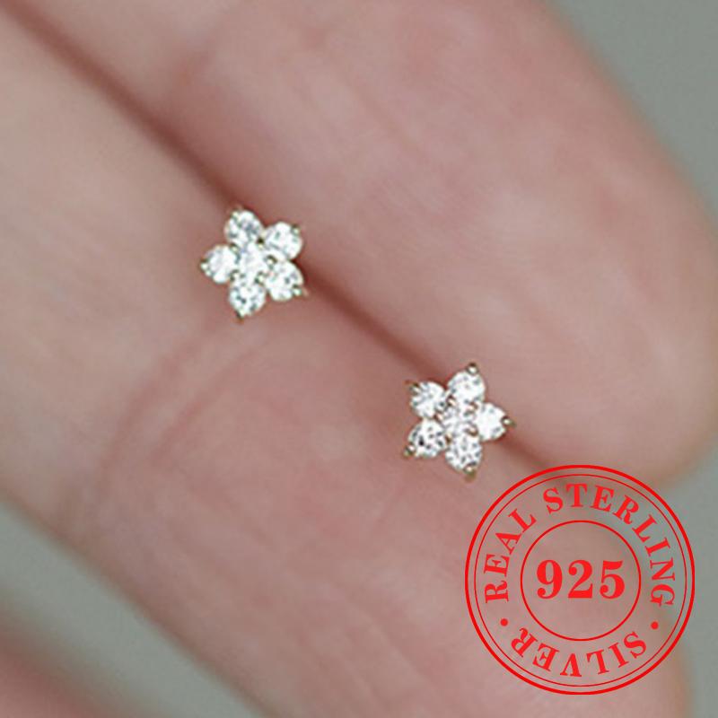 Dainty Five-pointed Star Design Stud Earrings  Sterling Silver Noble Accessories Female Fresh Gold Color Party Jewelry