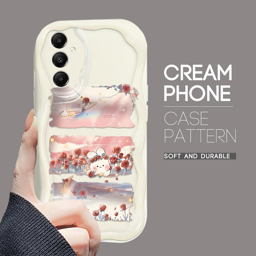 Funda de silicona suave con borde ondulado y textura de crema con bonito patrón de dibujos animados para Samsung