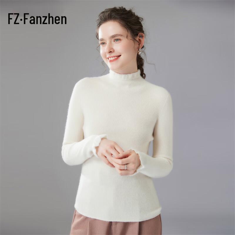 Fanzhen Women's High-Neck Slim Fit Cashmere Sweater