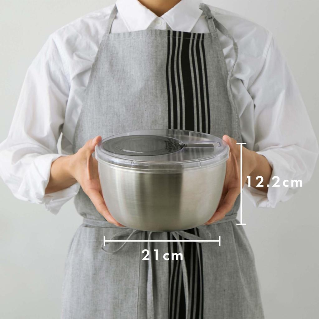 365methods Salatschleuder, Gemüseabtropfgestell, Edelstahl, silberfarben