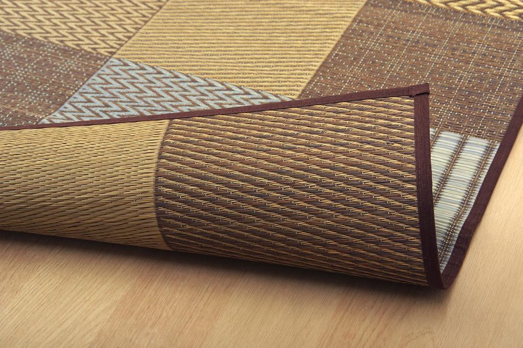IKEHIKO Igusa Flower Tatami Mat, Kyoto Sashiko, Honma 2 Tatami Size, Approx. 191 x 191 cm, Brown, Made in Japan #4110212