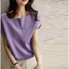 1116 Summer Design Sense Crew Neck Knitted Short Sleeve Women's Loose Solid Color Ice Silk Half Sleeve Fashion Bat Sleeve T-Shirt Tide