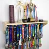 Trophy & Medal Display: Multifunctional 3D Wooden Wall Shelf for Honors & Collections
