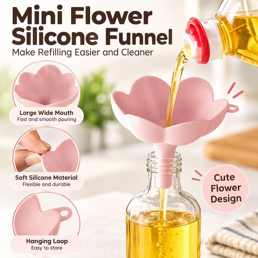 Silicone Kitchen Liquid Funnel Flower Shaped Oil Refilling Kitchen Tool New Oil Funnel Kitchen Use