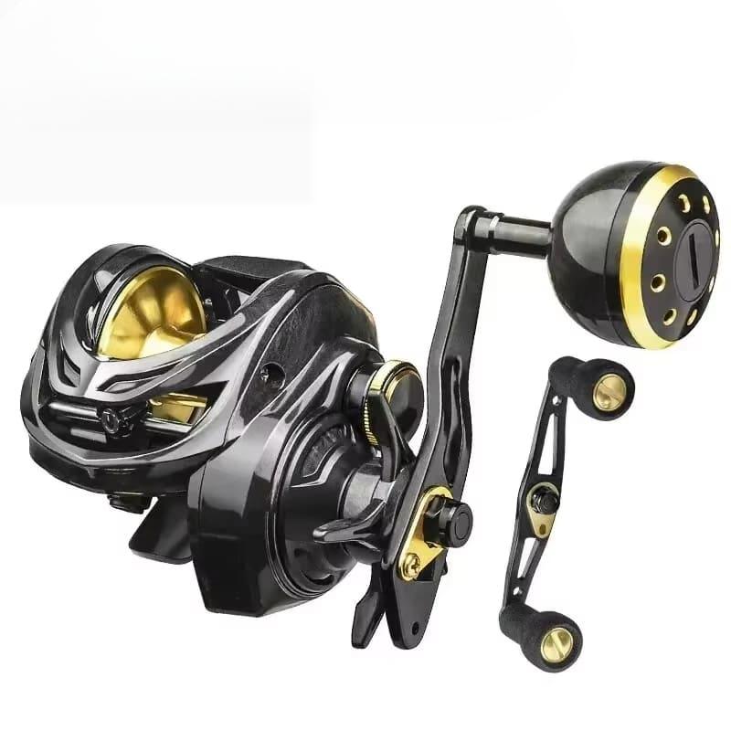 

Алюминиевая безынерционная катушка для ловли на живца, максимальное сопротивление 16 кг, карбоновая рукоятка, медленное вращение, подходит для пресной и морской воды, рыболовная катушка с двойной рукояткой Left Hand чёрный