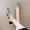 Women's Summer Rhinestone Transparent Single Shoes New Pointed Toe Shallow Mouth Slip-on Anti-Slip Wear-Resistant Flats