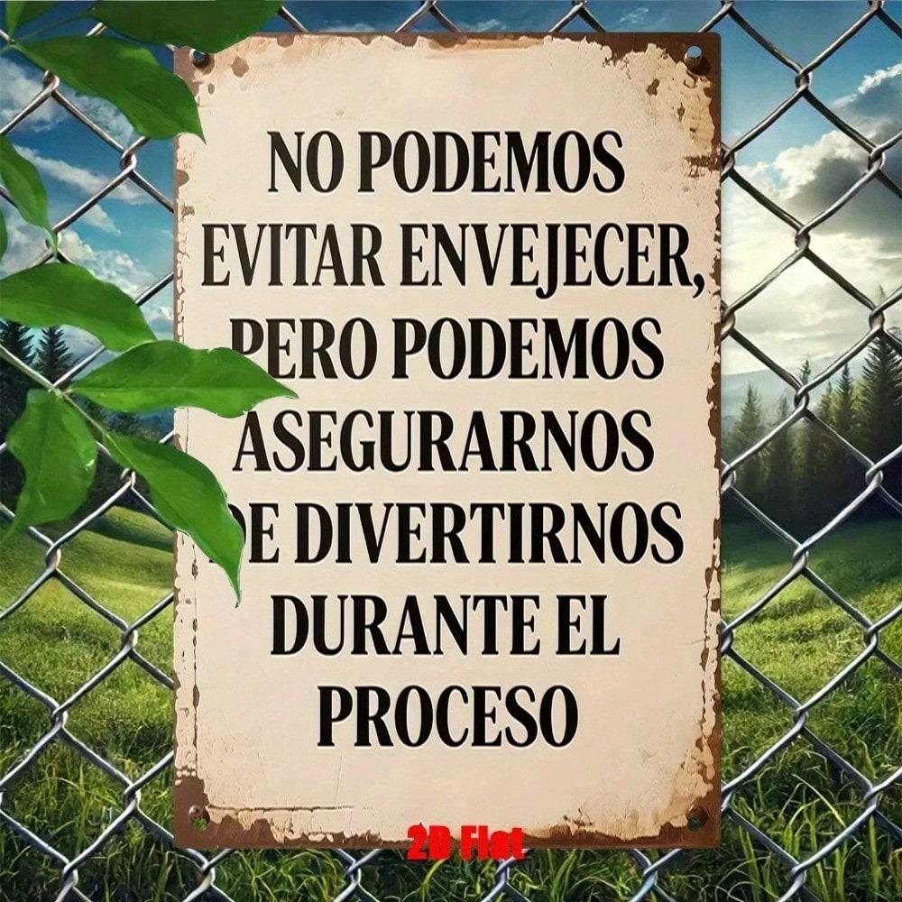 Vintage Spanish Metal Wall Art, Rustic Iron Plaque Sign 7.8x11.8, Weather-Resistant Decor for Home Bar Cafe