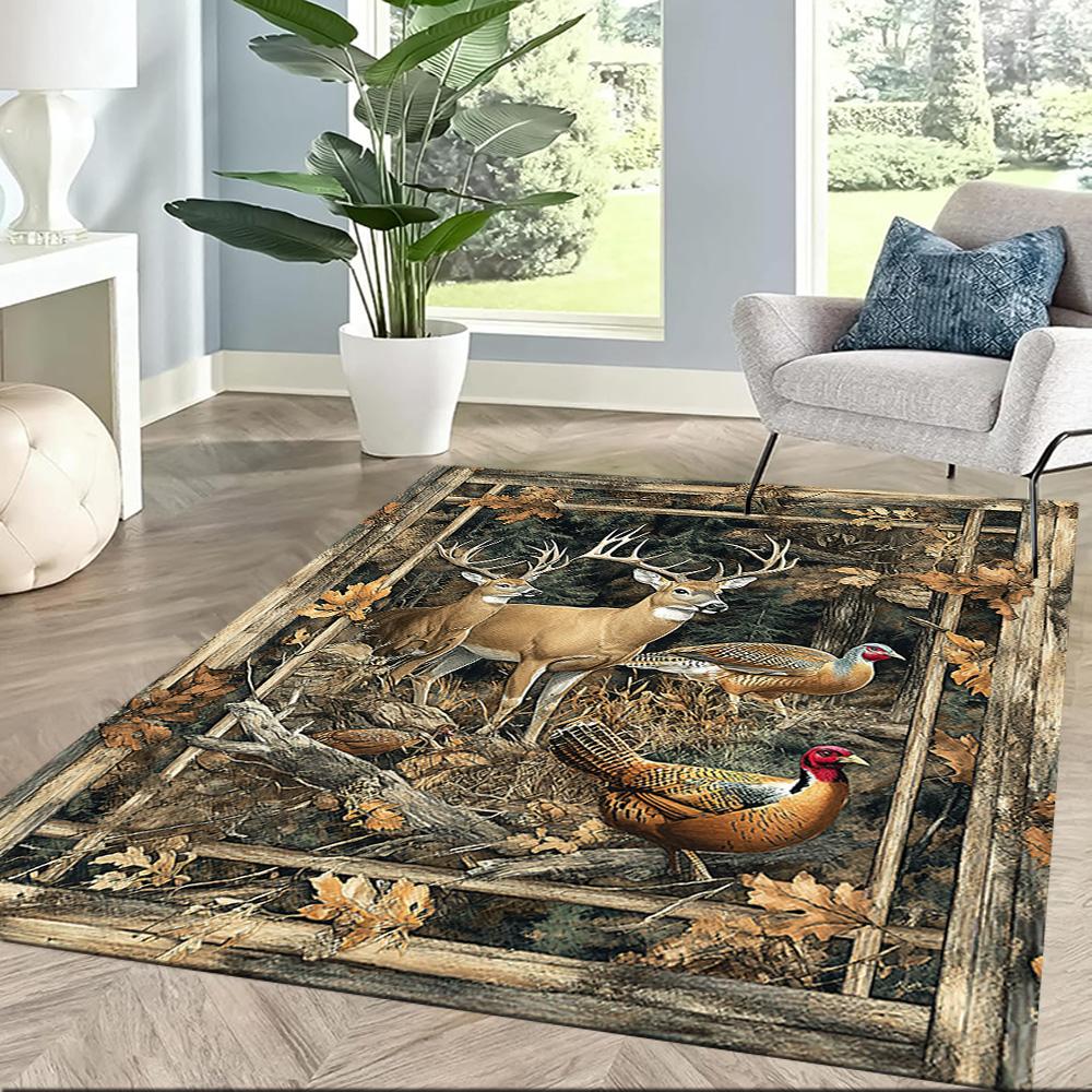 Deer Floor Rug Office Rug Design for Foyer Decorate Room Living Rooms Entryway Anti-slip Rug Office Home Decor Birthday/Christmas Gift