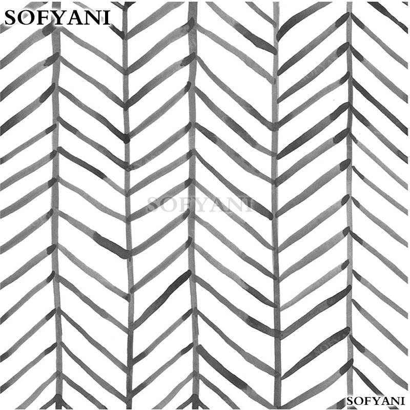 Black and white geometric line pattern contact paper self-adhesive peeling wallpaper for bedroom home decoration renovation