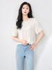 Commuting Round Neck Silk Burnout T-Shirt: Elegant Loose Fashionable Women's Summer Top