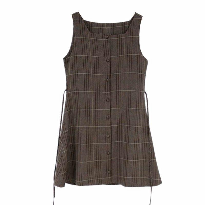 Girls Matching Outfits Date Lady Autumn Spring  A Line Women Plaid Shirt Dress