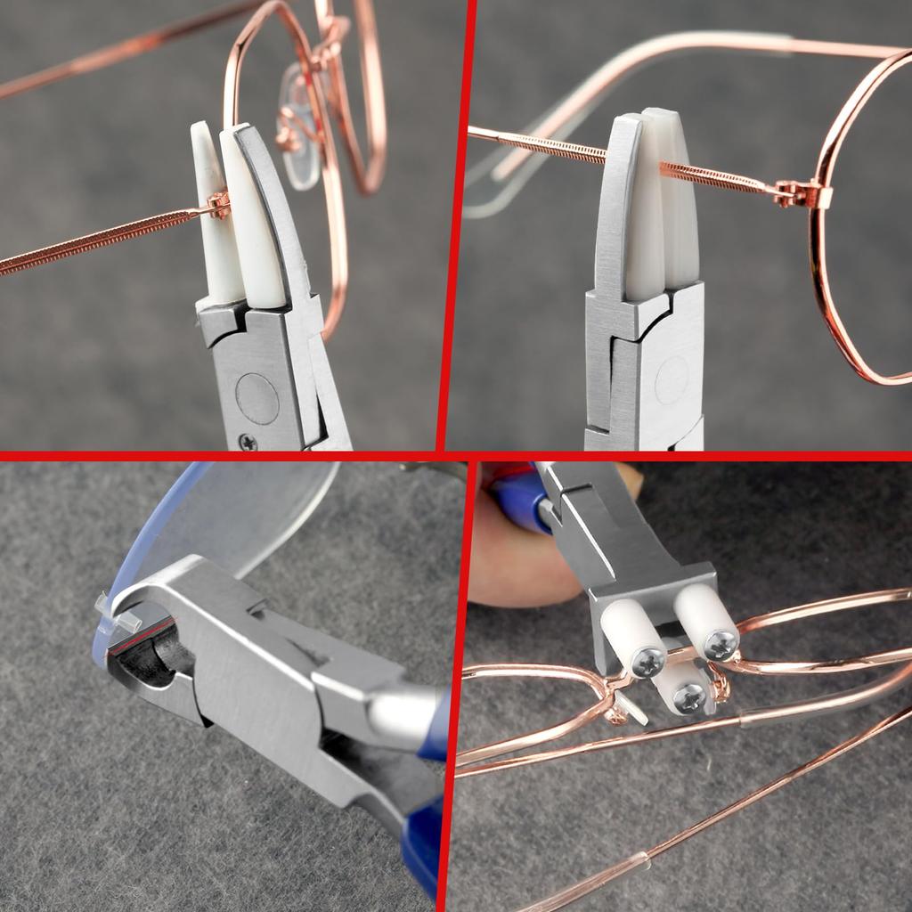 GOLD DEER Eyeglass Pliers Includes Adjustment and with Storage Stainless Steel 8-Piece Set, Pliers, Pliers, Screwdriver, Pouch, Built-in Spring,