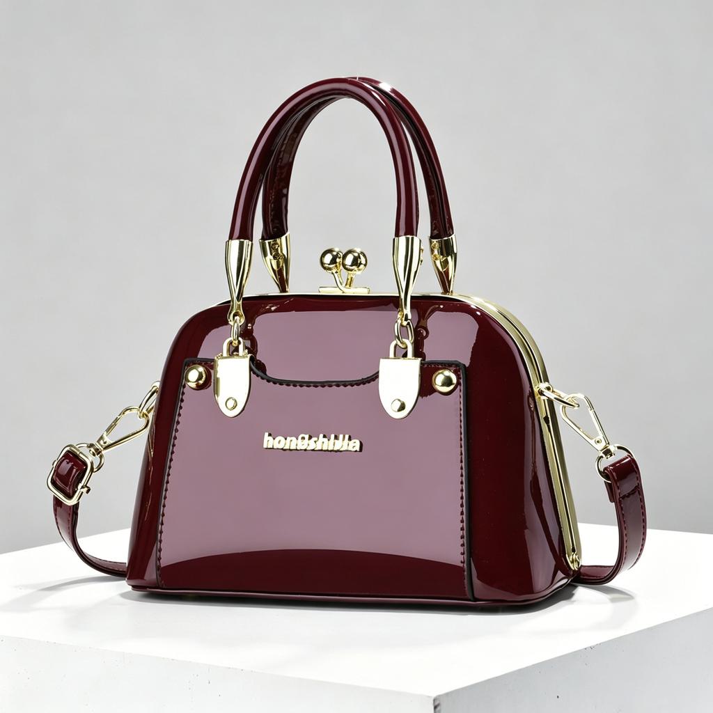Shiny Patent Leather Shell Bag for Women 2026 New Style Clip on Handbag Light Luxury Trendy Single Shoulder Crossbody Bag