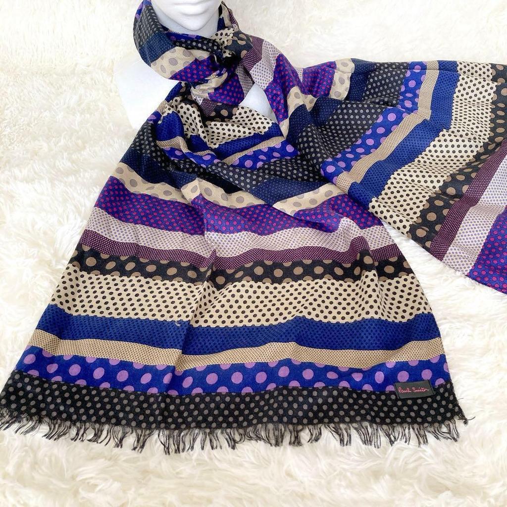 Used Paul Smith Stole Multicolor Stripe Dot