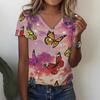 Fashion Sunflower Floral 3D Print Summer Women V-Neck  Harajuku Oversized Streetwear Y2k