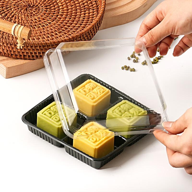 4-Count Black Mung Bean Cake & Mooncake Gift Boxes with Gold Stickers, 100 Sets