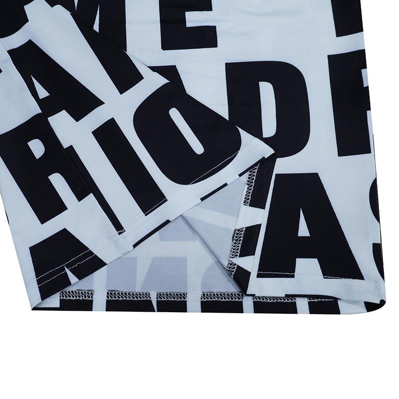 Damenmode Buchstaben-Print Oberteil Brust Slim-fit Hüftbedeckend Langes Kleid