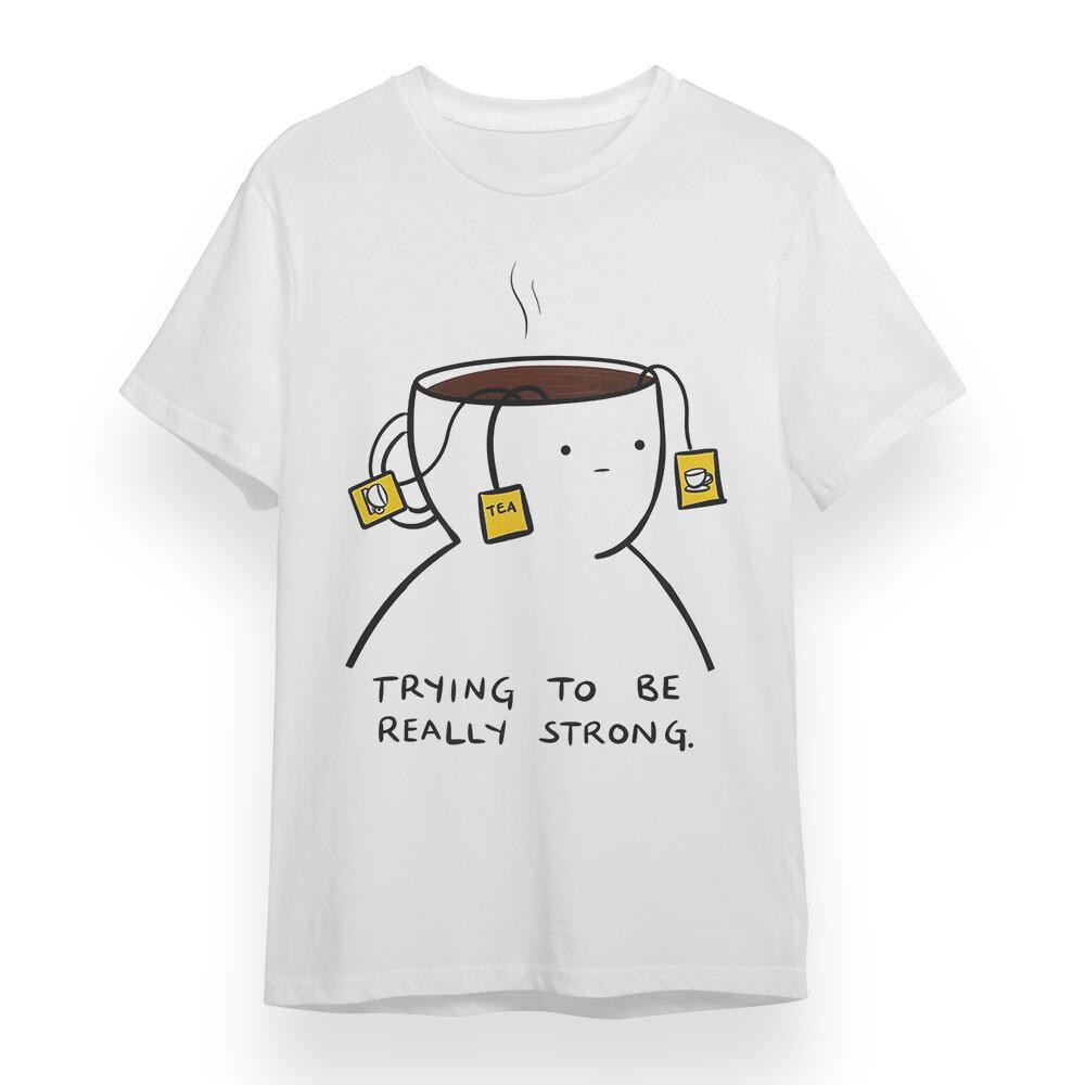 

Women s Plus Size T-shirt With Tea Trying To Be Strong Graphic White Cotton Tee XL