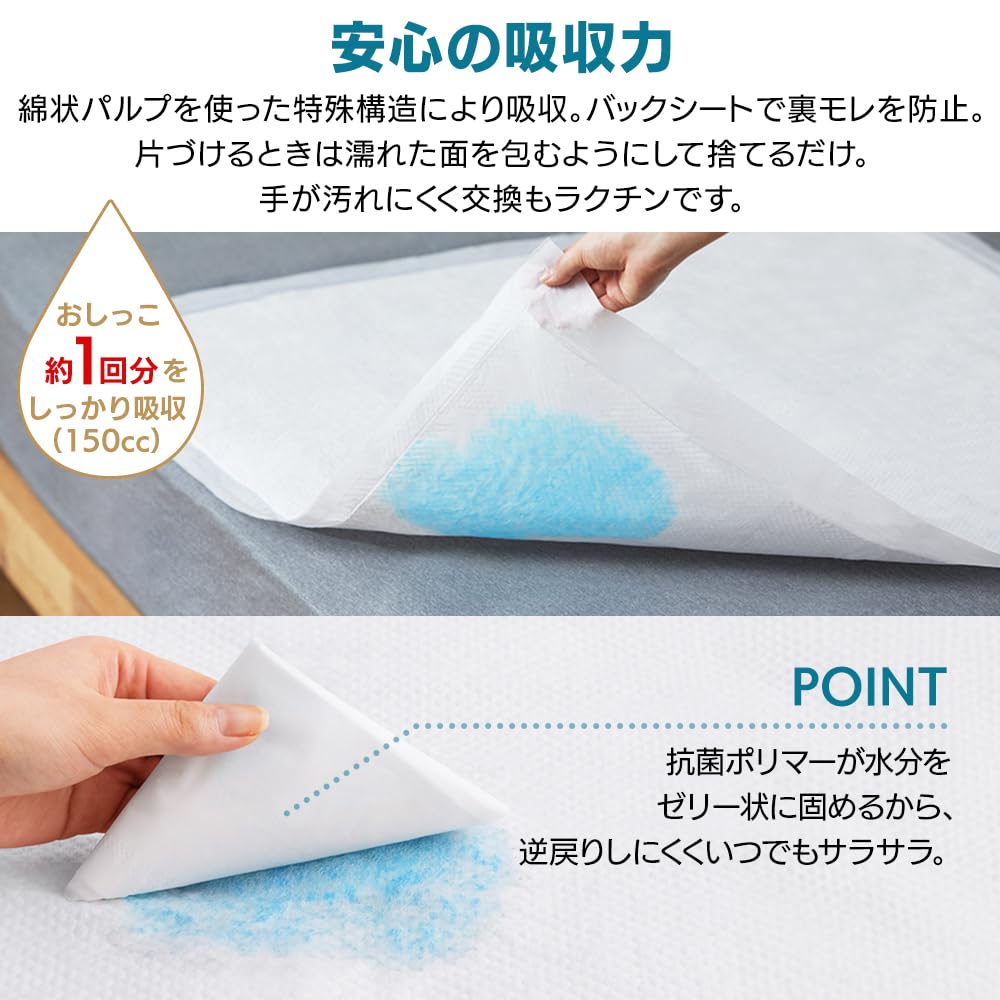 IRIS OHYAMA Waterproof Antibacterial for Nursing and Pet Large 59cm x Pack of 30 Sheets, Disposable, Polymer, Care, Children, Babies, Beds, Capacity,