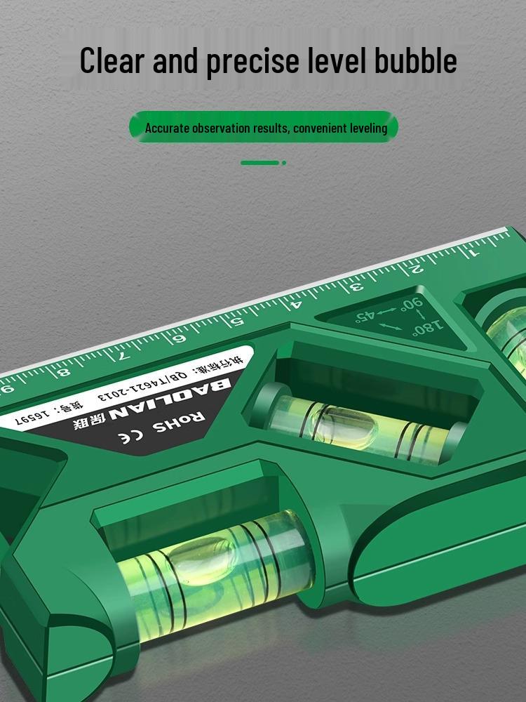 Magnetic High-Precision Drop-Proof Spirit Level Protractor with Mini Ruler